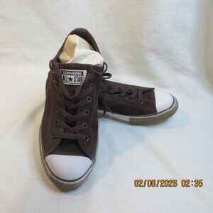 BROWN SUEDE/LEATHER GENTLY WORN CONVERSE ALL STARS~UNISEX WOMEN US 8, MEN'